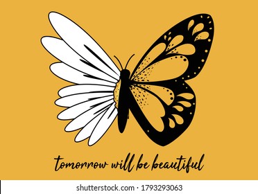 butterflies and daisy
 positive quote flower design margarita 
mariposa
stationery,mug,t shirt,phone case fashion slogan  style spring summer sticker and etc fashion design Swallowtail Metamorphosis