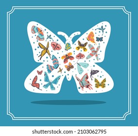 butterflies decorative design blue background
