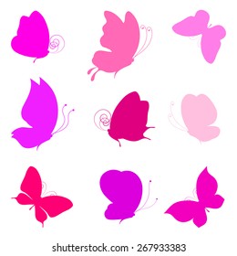 Butterflies Icons Set Isolated On Gray Stock Vector (royalty Free 