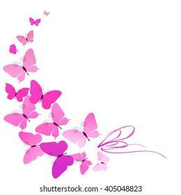 Feminine Butterfly Background Pink Border Animal Stock Illustration ...