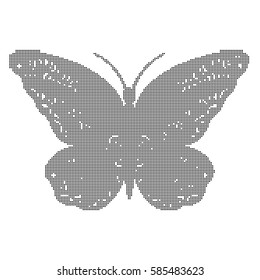 Butterflies for design. For background .Vector, black dots, halftone