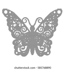 Butterflies for design. For background .Vector, black dots, halftone