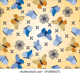 Butterflies design with clovers texture glamour drawing