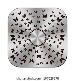 butterflies design - vector metal button