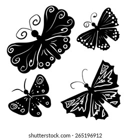 Butterflies with different pattern - vector illustration