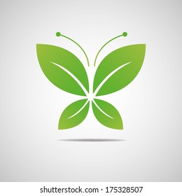 butterflies Eco green  leaves