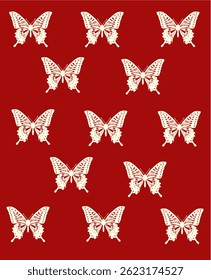 Butterflies in elegant cream color over a colorful background