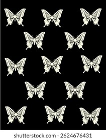 Butterflies in elegant cream color over a colorful background	