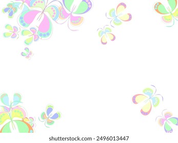 Butterflies in flight. Colorful tropical butterfly decorative elements on white for design, vector illustration  Insect and star repeated ornament.