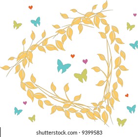 Butterflies and Floral Heart (Vector)