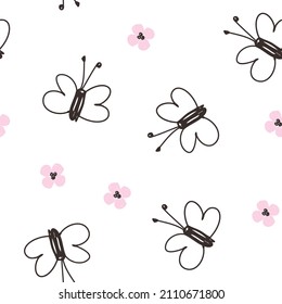 Butterflies and Floral seamless pattern