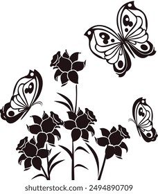 butterflies and flourishes with flowers 2