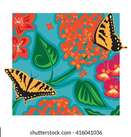 Butterflies and flowers
