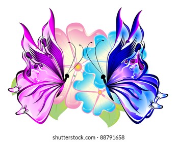 Butterflies with flowers