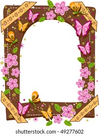 Marco de mariposas y flores - Vector