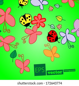 butterflies. flowers. ladybug