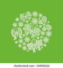 Butterflies flowers pattern vector illustration