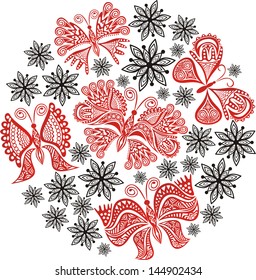 Butterflies flowers pattern vector illustration