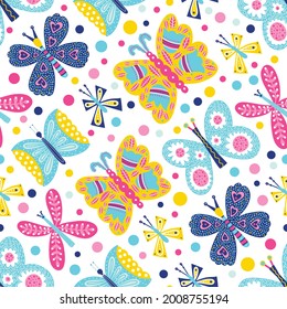 Schmetterlinge und Blumen. Nahtloses Muster. Kann in der Textilindustrie, Papier, Hintergrund, Scrapbooking verwendet werden.