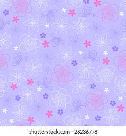 Ilustración de vectores de patrón de repetición sin problemas de mariposas y flores