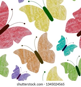 Butterflies flying, lady bug, insect seamless pattern vector scattered repeat for fashion, fabric, wallpaper