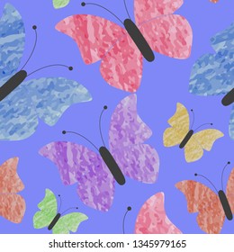 Butterflies flying, lady bug, insect seamless pattern vector scattered repeat for fashion, fabric, wallpaper 