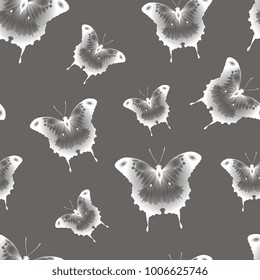 Butterflies. Flying moths. Seamless pattern of flying butterflies. Vector graphics