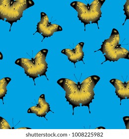 Butterflies. Flying moths. Seamless pattern of flying butterflies. Vector graphics