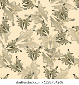 Butterflies. Flying moths. Seamless pattern of flying butterflies. Fectoral graphics