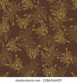 Butterflies. Flying moths. Seamless pattern of flying butterflies. Vector graphics