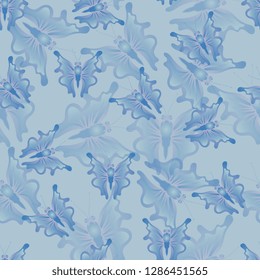 Butterflies. Flying moths. Seamless pattern of flying butterflies. Vector graphics