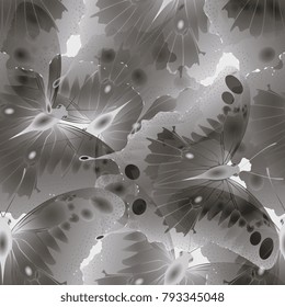 Butterflies. Flying moths. Seamless pattern of flying butterflies. Vector graphics