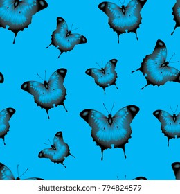 Butterflies. Flying moths. Seamless pattern of flying butterflies. Vector graphics