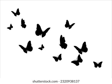 butterflies flying shape vector design