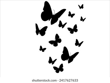 butterflies flying shape vector design