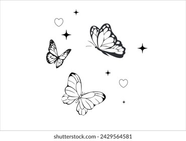 butterflies flying shape vector design