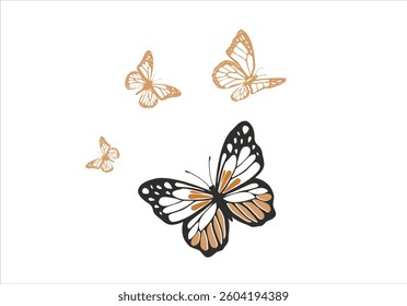 butterflies flying shape vector design