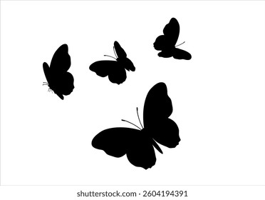 butterflies flying shape vector design