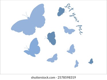 butterflies flying shape vector design.love  yourself message with watercolor butterfly vector margarita mariposa stationery,mug,t shirt,phone case fashion slogan style spring summer sticker 