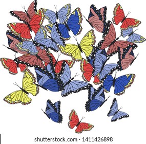 Butterflies flying white background vector