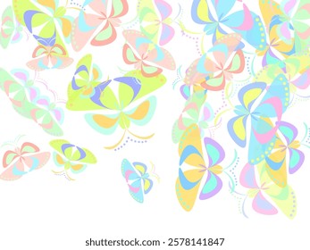 butterflies in the form of a flower isolated on white background. tropical insects. colored moths for design. Drawing flying papillon butterfly isolated vector collection