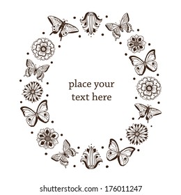 Butterflies frame. Sketch element for design. Eps 10 vector illustration