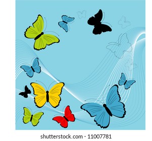 butterflies  framing copyspace with mesh