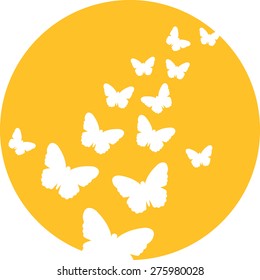 Butterflies in front of moon