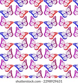 Butterflies gradient pattern design on editable background, editable eps file available