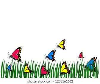 Butterflies grass background