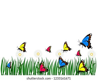 Butterflies grass background