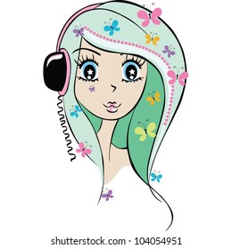 Butterflies and headphone