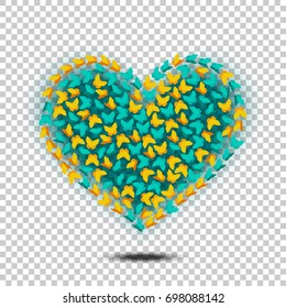 butterflies heart isolated vector