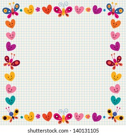 butterflies & hearts border